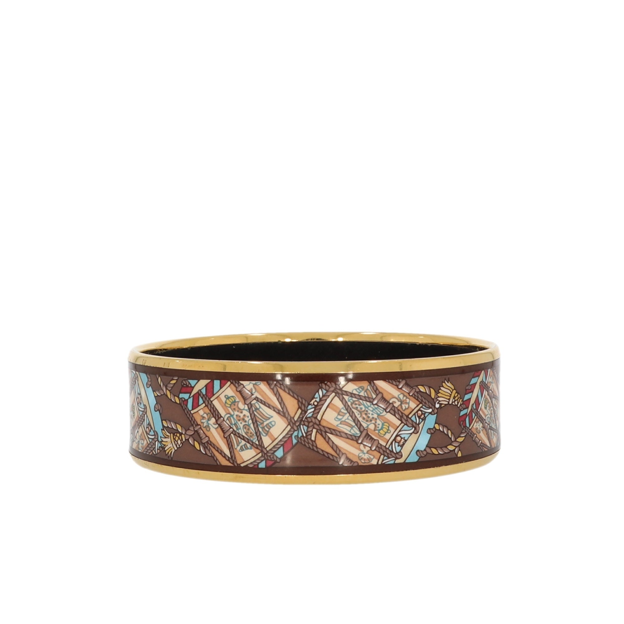 Hermes Enamel Bracelet In Golden Metal